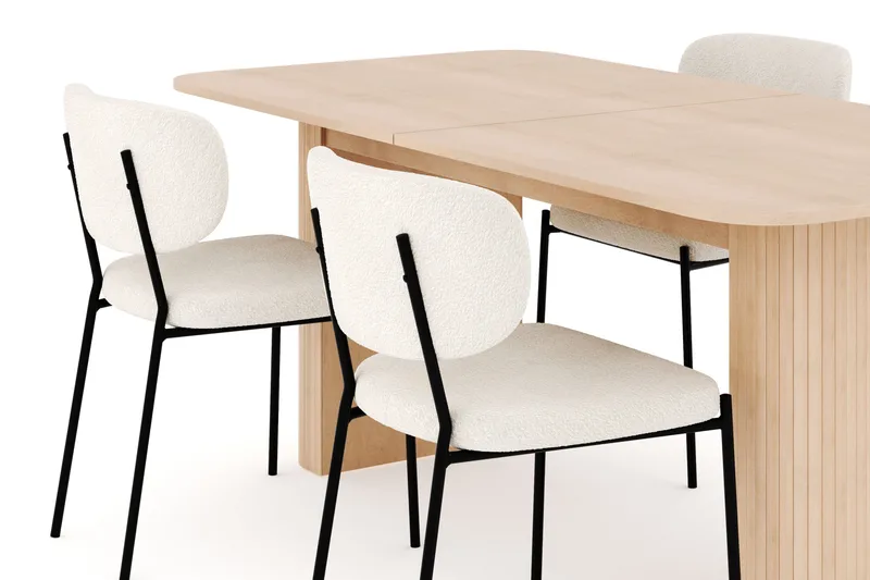 Kopparbo Ruokailuryhmä 180-240 cm Jatkettava, 4 Gemmiano Ruokatuolia - Whitewash - Huonekalut - Pöytä & ruokailuryhmä - Ruokailuryhmä