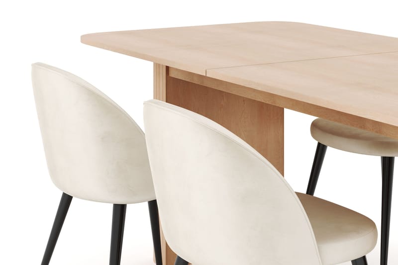 Kopparbo Ruokailuryhmä 180-240 cm Jatkettava, 4 Valeri Samettituolia - Whitewash - Huonekalut - Pöytä & ruokailuryhmä - Ruokailuryhmä