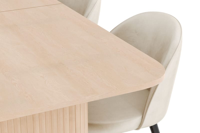 Kopparbo Ruokailuryhmä 180-240 cm Jatkettava, 4 Valeri Samettituolia - Whitewash - Huonekalut - Pöytä & ruokailuryhmä - Ruokailuryhmä