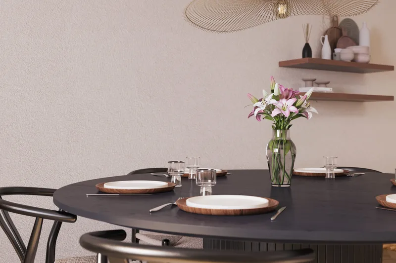 Kopparbo Ruokailuryhmä 180 cm ja 6 Dastoori Tuolia - Musta - Huonekalut - Pöytä & ruokailuryhmä - Ruokailuryhmä