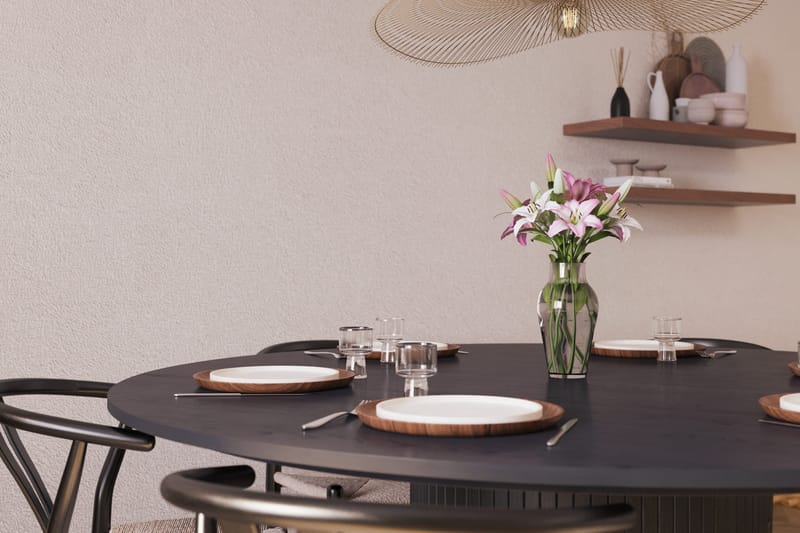 Kopparbo Ruokailuryhmä 180 cm ja 6 Dastoori Tuolia - Musta - Huonekalut - Pöytä & ruokailuryhmä - Ruokailuryhmä