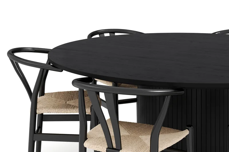 Kopparbo Ruokailuryhmä 180 cm ja 6 Dastoori Tuolia - Musta - Huonekalut - Pöytä & ruokailuryhmä - Ruokailuryhmä