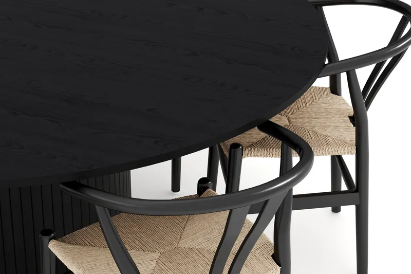 Kopparbo Ruokailuryhmä 180 cm ja 6 Dastoori Tuolia - Musta - Huonekalut - Pöytä & ruokailuryhmä - Ruokailuryhmä