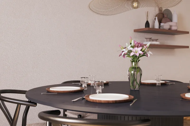 Kopparbo Ruokailuryhmä 180 cm ja 6 Dastoori Tuolia - Musta - Huonekalut - Pöytä & ruokailuryhmä - Ruokailuryhmä