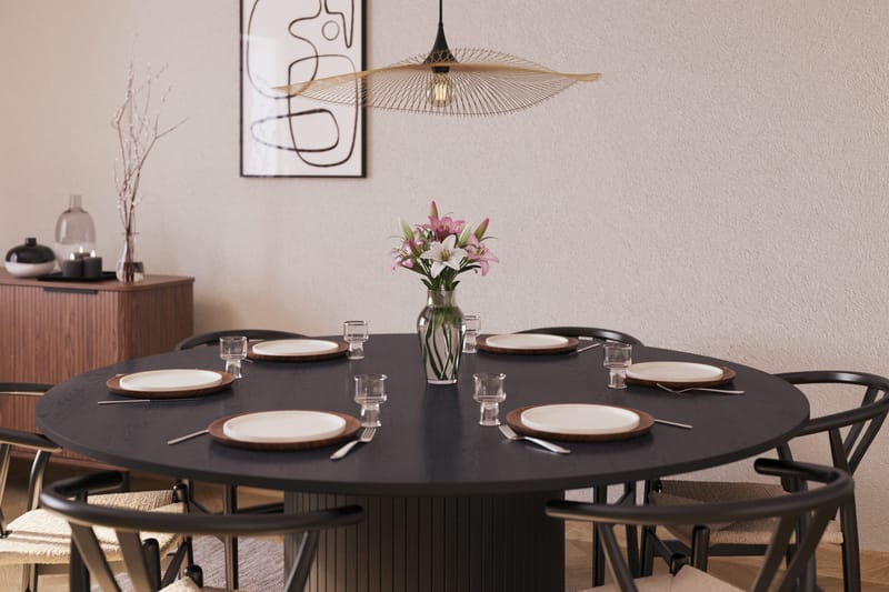 Kopparbo Ruokailuryhmä 180 cm ja 6 Dastoori Tuolia - Musta - Huonekalut - Pöytä & ruokailuryhmä - Ruokailuryhmä