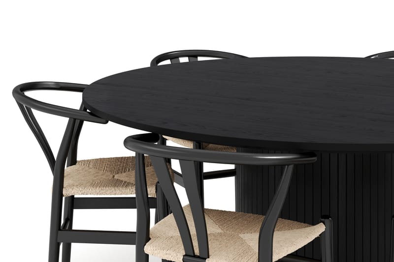 Kopparbo Ruokailuryhmä 180 cm ja 6 Dastoori Tuolia - Musta - Huonekalut - Pöytä & ruokailuryhmä - Ruokailuryhmä