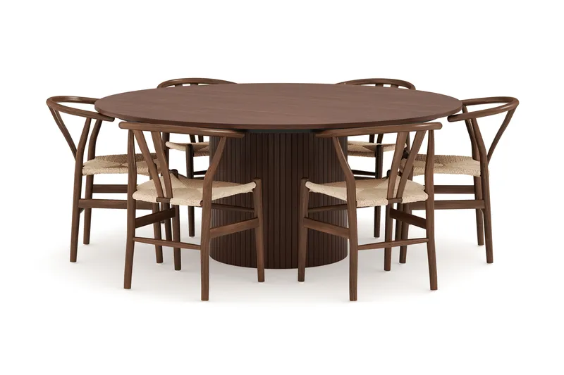 Kopparbo Ruokailuryhmä 180 cm ja 6 Dastoori Tuolia, Pähkinä