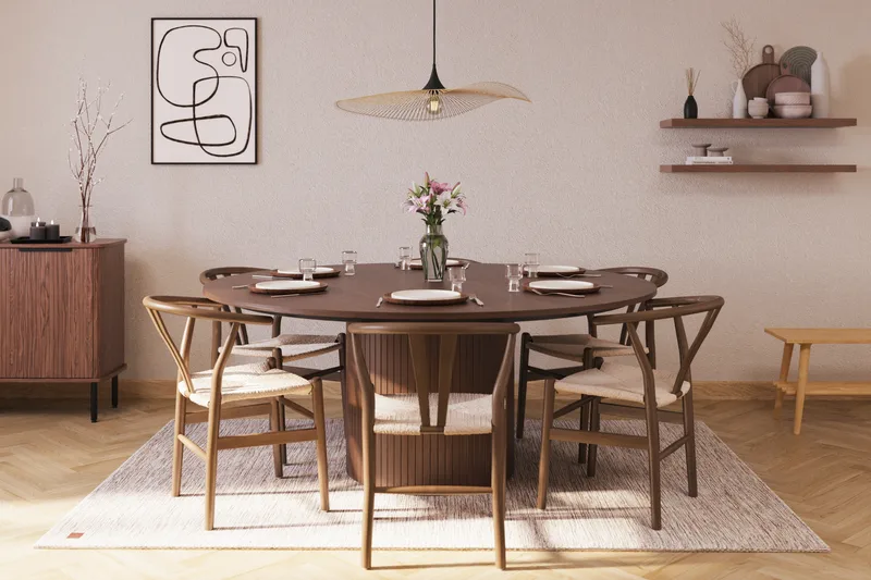 Kopparbo Ruokailuryhmä 180 cm ja 6 Dastoori Tuolia - Pähkinä - Huonekalut - Pöytä & ruokailuryhmä - Ruokailuryhmä