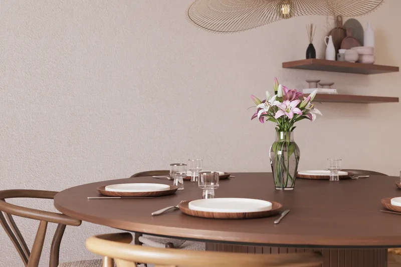 Kopparbo Ruokailuryhmä 180 cm ja 6 Dastoori Tuolia - Pähkinä - Huonekalut - Pöytä & ruokailuryhmä - Ruokailuryhmä