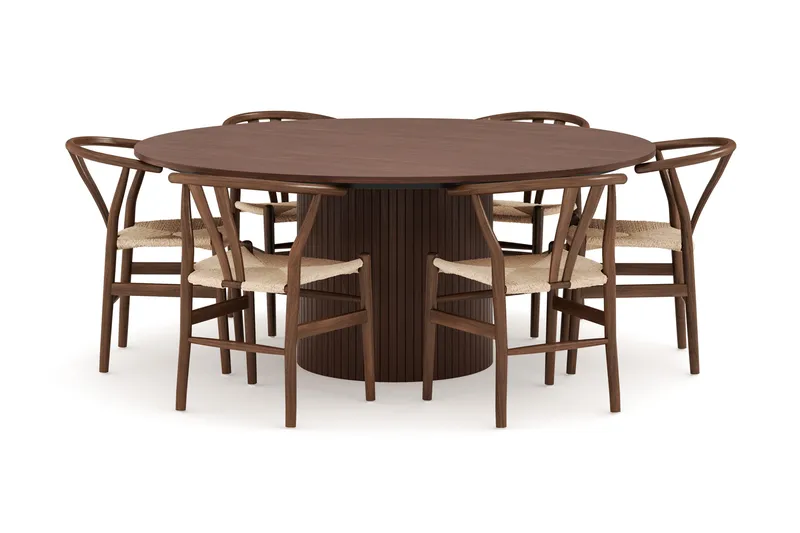 Kopparbo Ruokailuryhmä 180 cm ja 6 Dastoori Tuolia, Pähkinä