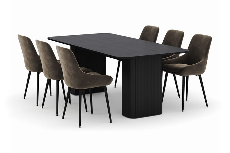 Kopparbo Ruokailuryhmä 200-206cm 6 Alsarp Ruokatuolilla, Musta