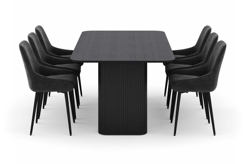 Kopparbo Ruokailuryhmä 200-206cm 6 Alsarp Ruokatuolilla - Musta - Huonekalut - Pöytä & ruokailuryhmä - Ruokailuryhmä