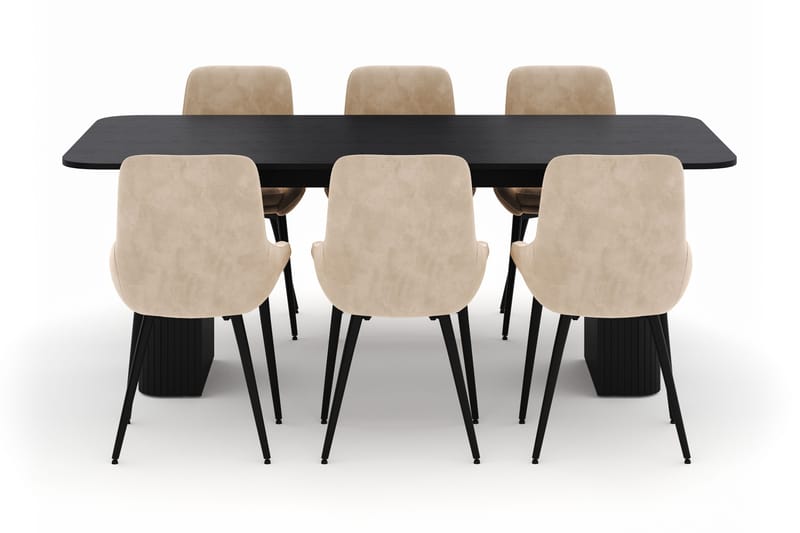 Kopparbo Ruokailuryhmä 200-206cm 6 Alsarp Ruokatuolilla - Musta - Huonekalut - Pöytä & ruokailuryhmä - Ruokailuryhmä