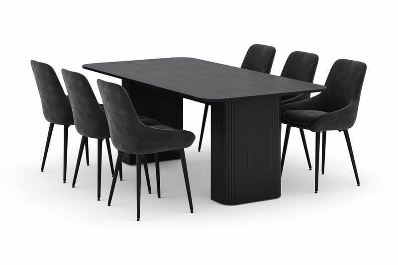 Kopparbo Ruokailuryhmä 200-206cm 6 Alsarp Ruokatuolilla, Musta