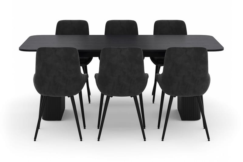 Kopparbo Ruokailuryhmä 200-206cm 6 Alsarp Ruokatuolilla - Musta - Huonekalut - Pöytä & ruokailuryhmä - Ruokailuryhmä