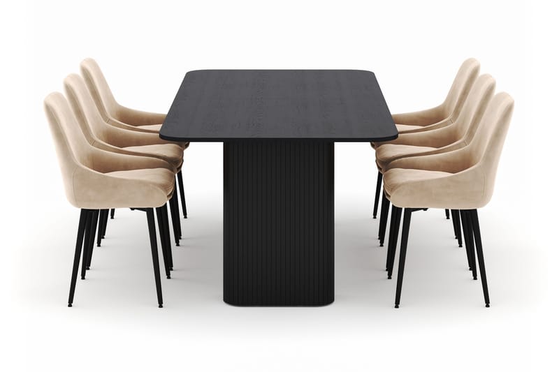 Kopparbo Ruokailuryhmä 200-206cm 6 Alsarp Ruokatuolilla - Musta - Huonekalut - Pöytä & ruokailuryhmä - Ruokailuryhmä