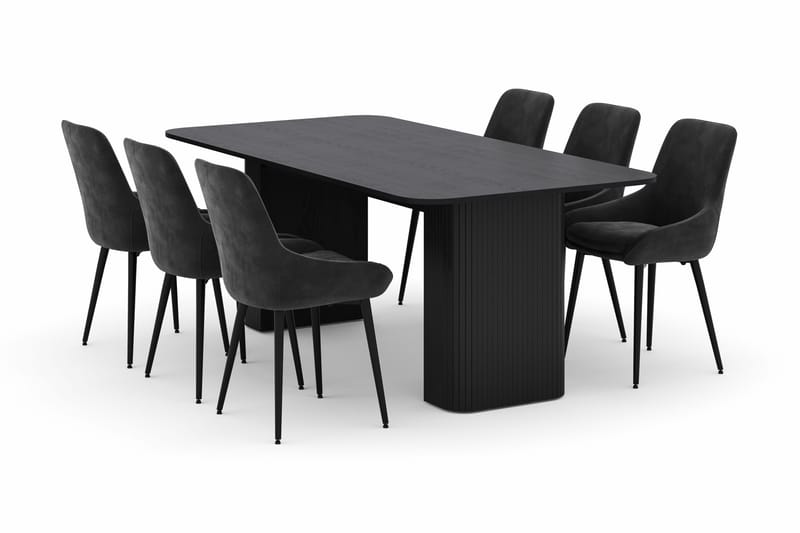 Kopparbo Ruokailuryhmä 200-206cm 6 Alsarp Ruokatuolilla, Musta