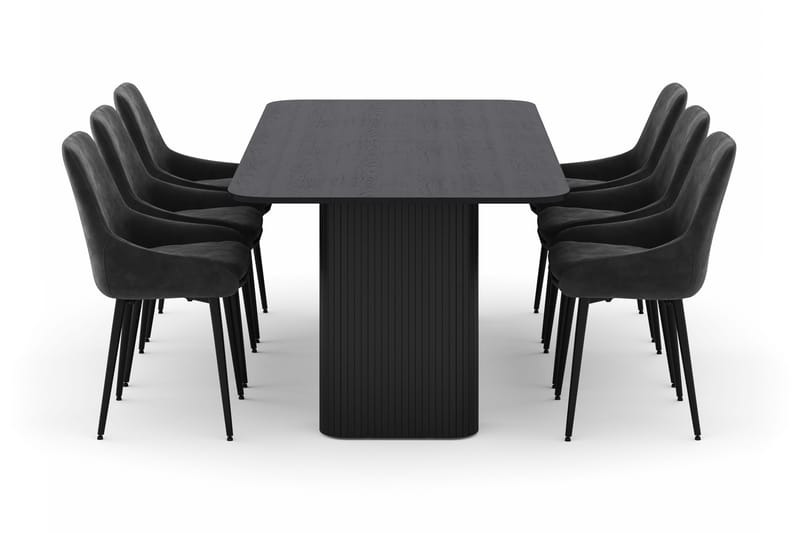 Kopparbo Ruokailuryhmä 200-206cm 6 Alsarp Ruokatuolilla - Musta - Huonekalut - Pöytä & ruokailuryhmä - Ruokailuryhmä