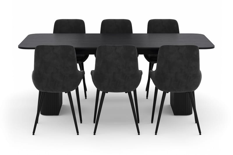 Kopparbo Ruokailuryhmä 200-206cm 6 Alsarp Ruokatuolilla - Musta - Huonekalut - Pöytä & ruokailuryhmä - Ruokailuryhmä