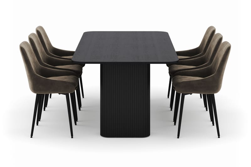 Kopparbo Ruokailuryhmä 200-206cm 6 Alsarp Ruokatuolilla - Musta - Huonekalut - Pöytä & ruokailuryhmä - Ruokailuryhmä