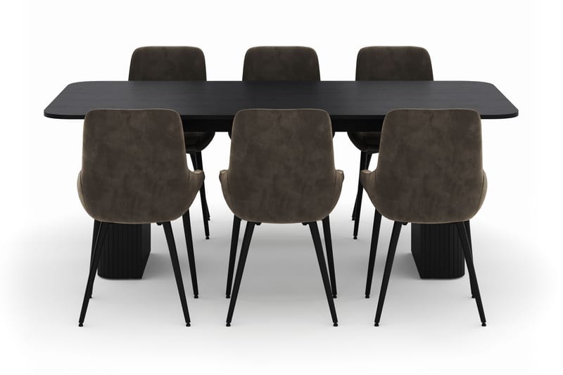 Kopparbo Ruokailuryhmä 200-206cm 6 Alsarp Ruokatuolilla - Musta - Huonekalut - Pöytä & ruokailuryhmä - Ruokailuryhmä