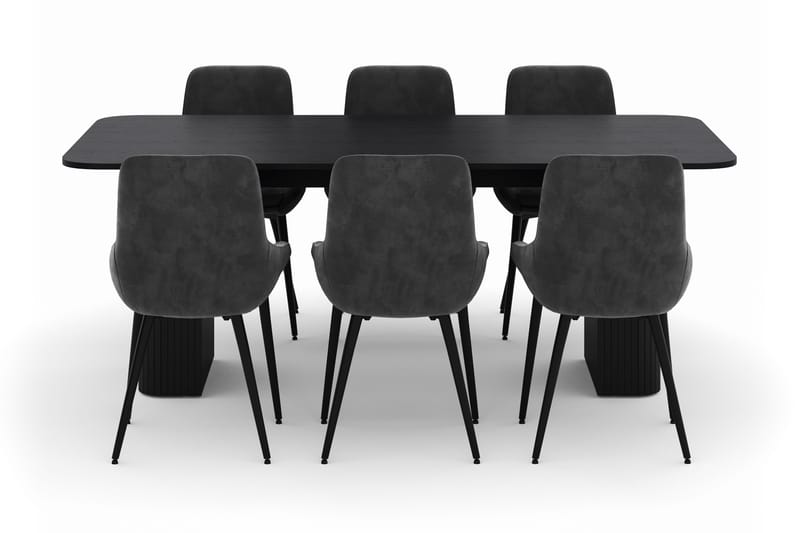 Kopparbo Ruokailuryhmä 200-206cm 6 Alsarp Ruokatuolilla - Musta - Huonekalut - Pöytä & ruokailuryhmä - Ruokailuryhmä