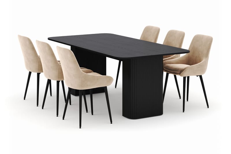 Kopparbo Ruokailuryhmä 200-206cm 6 Alsarp Ruokatuolilla, Musta