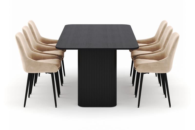 Kopparbo Ruokailuryhmä 200-206cm 6 Alsarp Ruokatuolilla - Musta - Huonekalut - Pöytä & ruokailuryhmä - Ruokailuryhmä