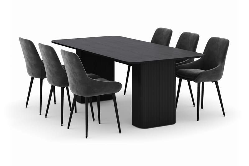 Kopparbo Ruokailuryhmä 200-206cm 6 Alsarp Ruokatuolilla, Musta