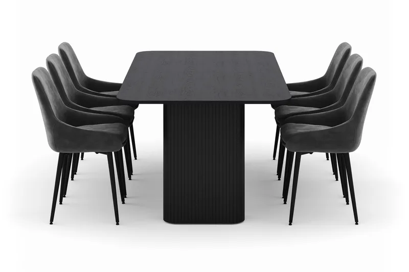 Kopparbo Ruokailuryhmä 200-206cm 6 Alsarp Ruokatuolilla - Musta - Huonekalut - Pöytä & ruokailuryhmä - Ruokailuryhmä