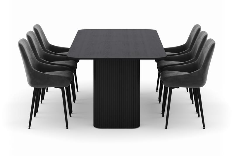 Kopparbo Ruokailuryhmä 200-206cm 6 Alsarp Ruokatuolilla - Musta - Huonekalut - Pöytä & ruokailuryhmä - Ruokailuryhmä