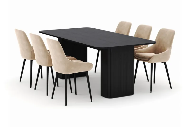Kopparbo Ruokailuryhmä 200-206cm 6 Alsarp Ruokatuolilla, Musta