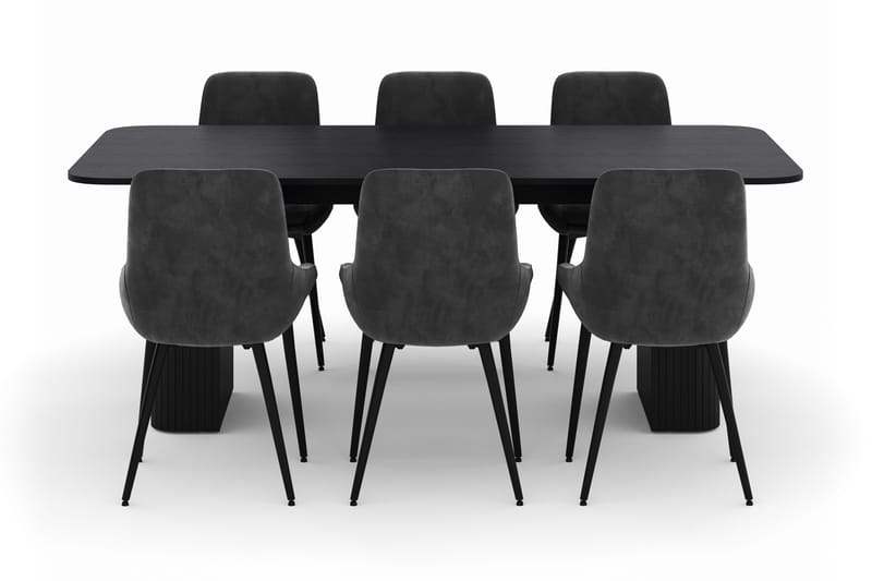 Kopparbo Ruokailuryhmä 200-206cm 6 Alsarp Ruokatuolilla - Musta - Huonekalut - Pöytä & ruokailuryhmä - Ruokailuryhmä