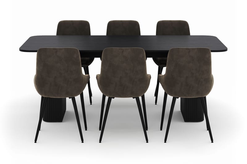 Kopparbo Ruokailuryhmä 200-206cm 6 Alsarp Ruokatuolilla - Musta - Huonekalut - Pöytä & ruokailuryhmä - Ruokailuryhmä