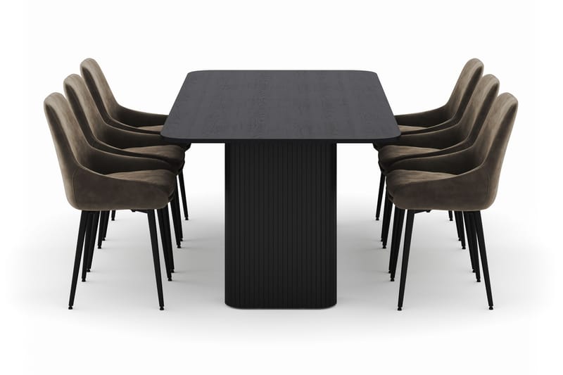 Kopparbo Ruokailuryhmä 200-206cm 6 Alsarp Ruokatuolilla - Musta - Huonekalut - Pöytä & ruokailuryhmä - Ruokailuryhmä