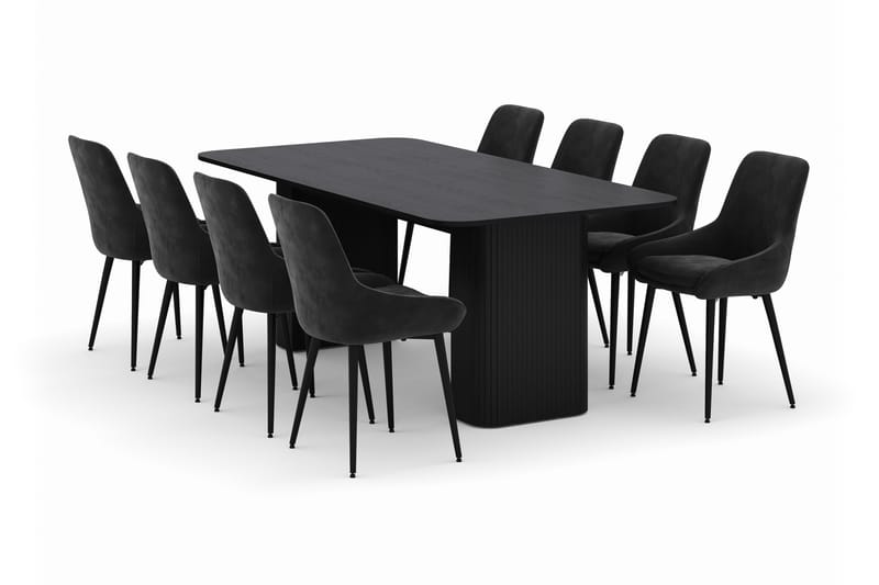 Kopparbo Ruokailuryhmä 200-206cm 8 Alsarp Ruokatuolilla, Musta