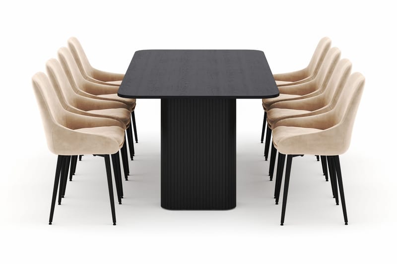 Kopparbo Ruokailuryhmä 200-206cm 8 Alsarp Ruokatuolilla - Musta - Huonekalut - Pöytä & ruokailuryhmä - Ruokailuryhmä