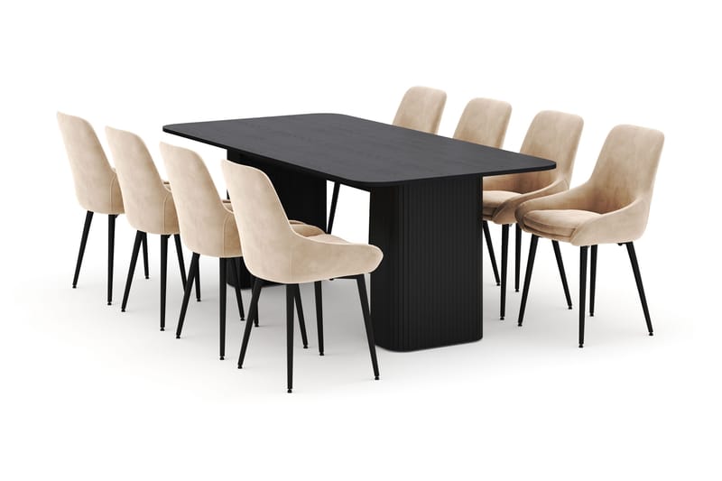 Kopparbo Ruokailuryhmä 200-206cm 8 Alsarp Ruokatuolilla, Musta