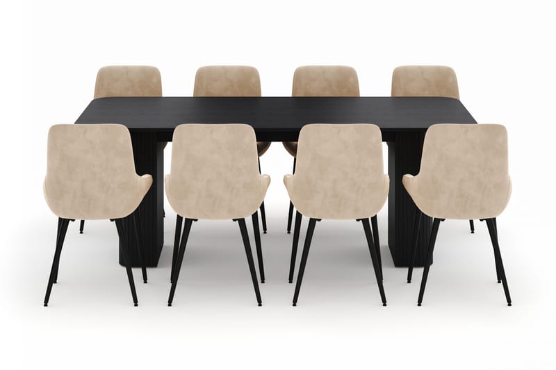 Kopparbo Ruokailuryhmä 200-206cm 8 Alsarp Ruokatuolilla - Musta - Huonekalut - Pöytä & ruokailuryhmä - Ruokailuryhmä