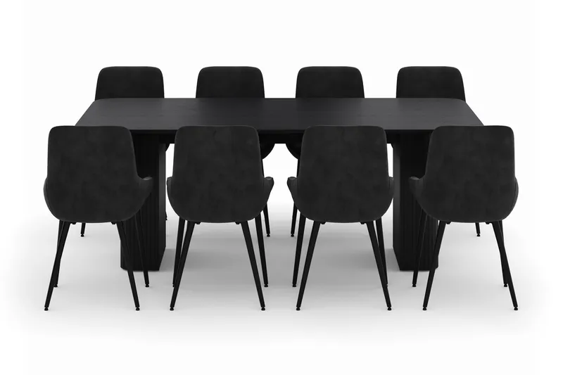 Kopparbo Ruokailuryhmä 200-206cm 8 Alsarp Ruokatuolilla - Musta - Huonekalut - Pöytä & ruokailuryhmä - Ruokailuryhmä