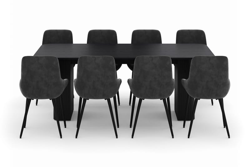 Kopparbo Ruokailuryhmä 200-206cm 8 Alsarp Ruokatuolilla - Musta - Huonekalut - Pöytä & ruokailuryhmä - Ruokailuryhmä