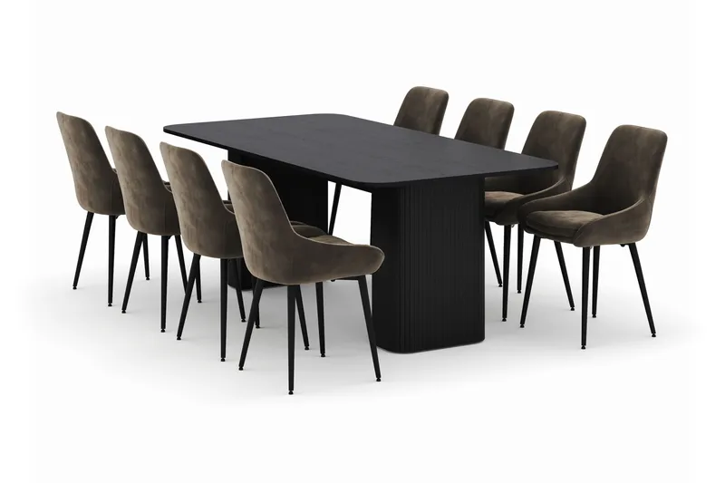 Kopparbo Ruokailuryhmä 200-206cm 8 Alsarp Ruokatuolilla, Musta