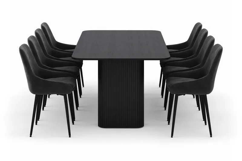 Kopparbo Ruokailuryhmä 200-206cm 8 Alsarp Ruokatuolilla - Musta - Huonekalut - Pöytä & ruokailuryhmä - Ruokailuryhmä