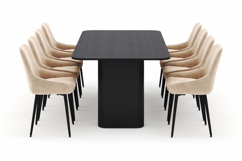 Kopparbo Ruokailuryhmä 200-206cm 8 Alsarp Ruokatuolilla - Musta - Huonekalut - Pöytä & ruokailuryhmä - Ruokailuryhmä