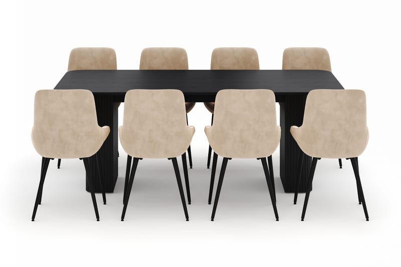 Kopparbo Ruokailuryhmä 200-206cm 8 Alsarp Ruokatuolilla - Musta - Huonekalut - Pöytä & ruokailuryhmä - Ruokailuryhmä