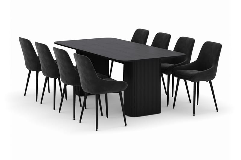 Kopparbo Ruokailuryhmä 200-206cm 8 Alsarp Ruokatuolilla, Musta