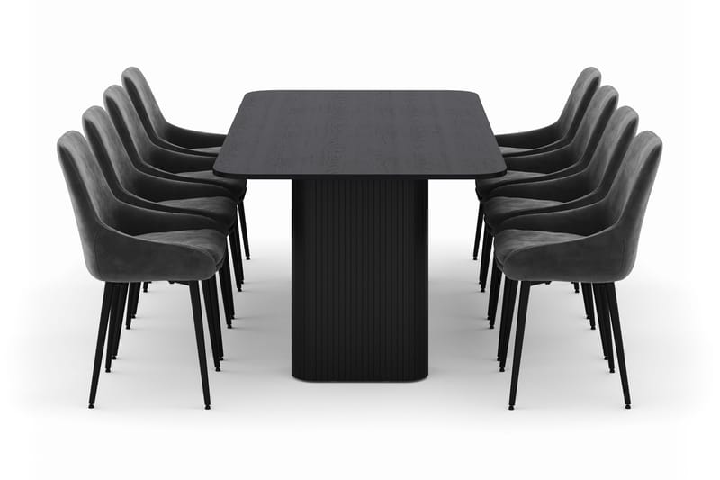 Kopparbo Ruokailuryhmä 200-206cm 8 Alsarp Ruokatuolilla - Musta - Huonekalut - Pöytä & ruokailuryhmä - Ruokailuryhmä