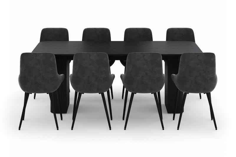 Kopparbo Ruokailuryhmä 200-206cm 8 Alsarp Ruokatuolilla - Musta - Huonekalut - Pöytä & ruokailuryhmä - Ruokailuryhmä