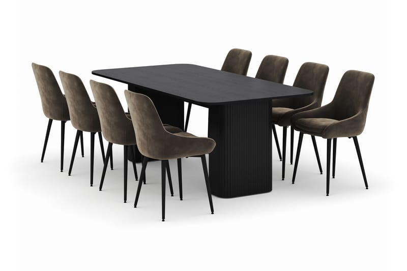 Kopparbo Ruokailuryhmä 200-206cm 8 Alsarp Ruokatuolilla, Musta