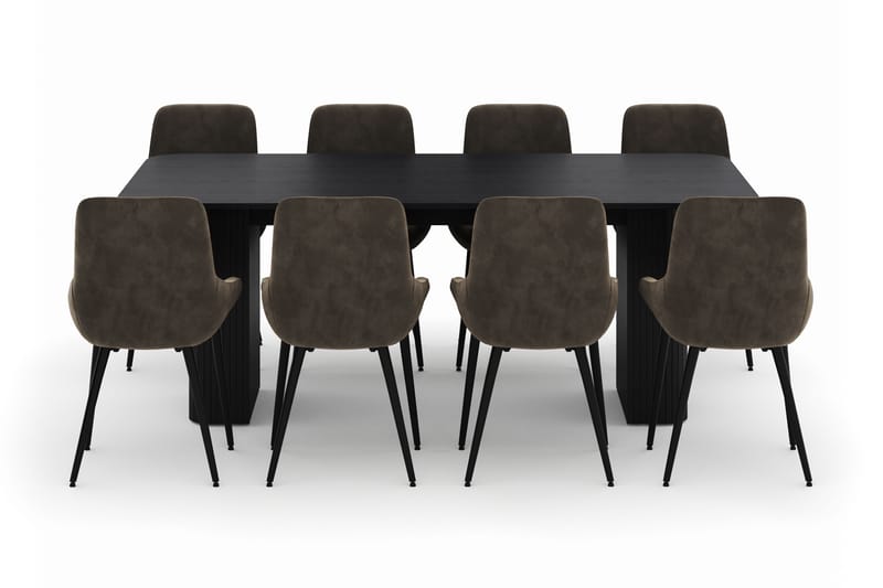 Kopparbo Ruokailuryhmä 200-206cm 8 Alsarp Ruokatuolilla - Musta - Huonekalut - Pöytä & ruokailuryhmä - Ruokailuryhmä